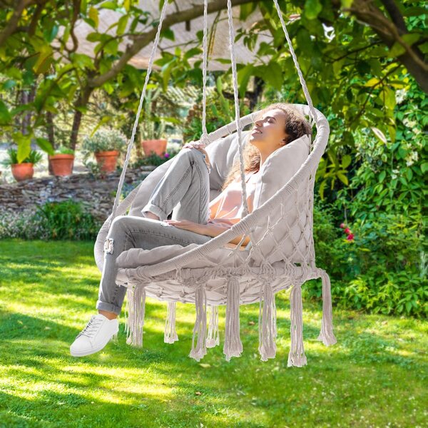 Viseća stolica BOHO s jastucima, Ø61 cm, bež Jurhan