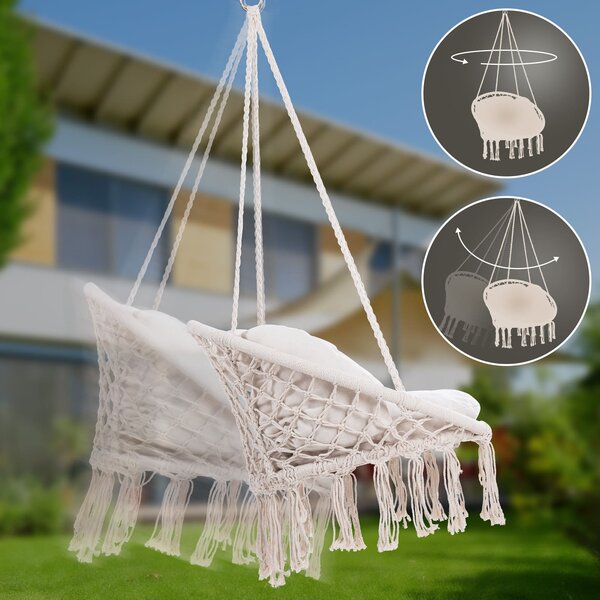 Viseća stolica BOHO s jastucima, Ø61 cm, bež Jurhan