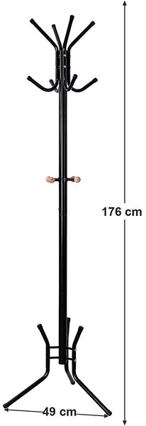 Stalak SAMUEL, 49x176 cm, crni SongmicsHome