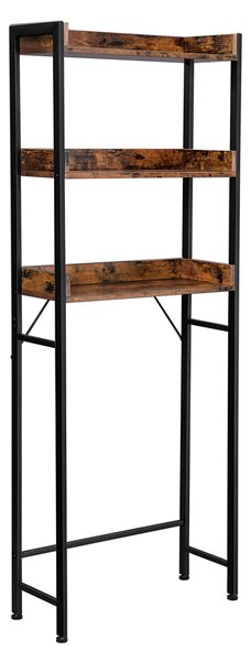 Vasagle Regal iznad perilice ili WC-a HENRY, 3 police, 63x25x165 cm, smeđi/crni