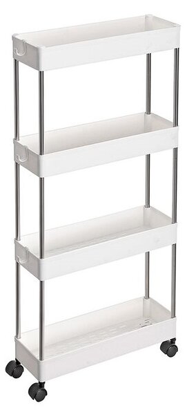 Regal na kotačima SLIM, 4 razine, 13,5x40x86 cm, bijeli SongmicsHome