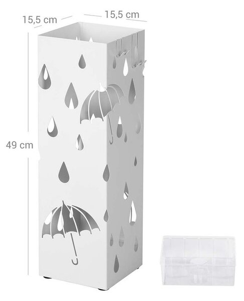 Metalni stalak za kišobrane UMBRELLA, 15,5x15,5x49 cm, bijeli SongmicsHome