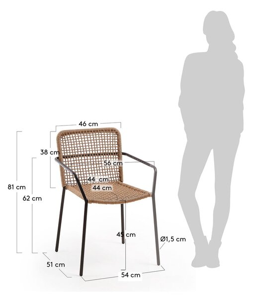 Bež vrtna stolica sa čeličnom konstrukcijom Kave Home Bomer