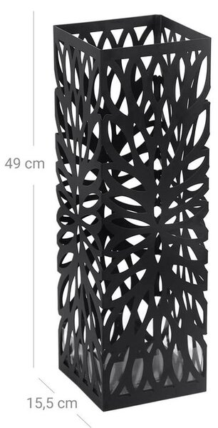 Metalni stalak za kišobrane FLORE, 15,5x15,5x49 cm, crni SongmicsHome