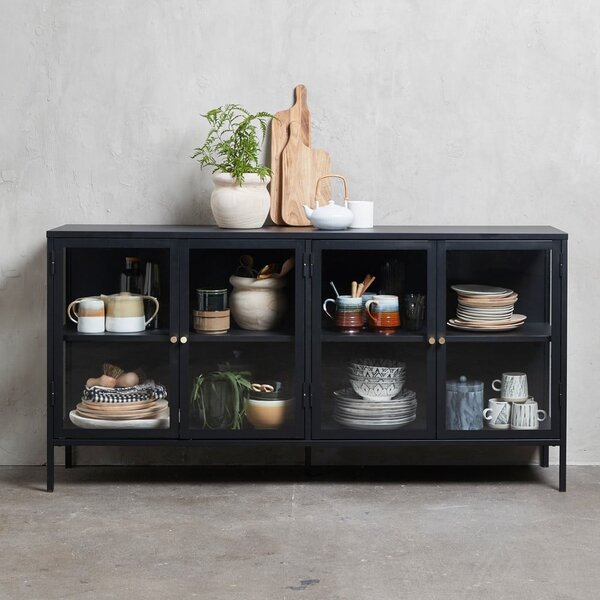 Crna metalna vitrina 170x85 cm Carmel – Unique Furniture