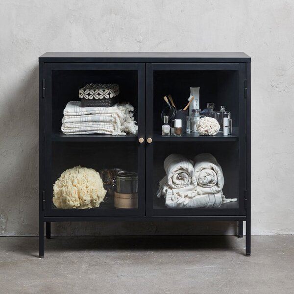 Crna metalna vitrina 90x85 cm Carmel – Unique Furniture