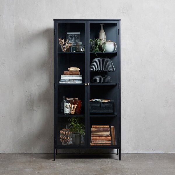 Crna metalna vitrina 90x190 cm Carmel – Unique Furniture