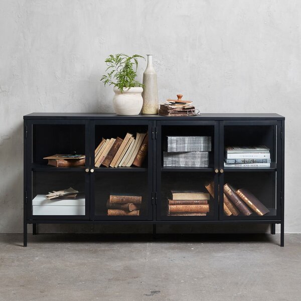 Crna metalna vitrina 170x85 cm Carmel – Unique Furniture