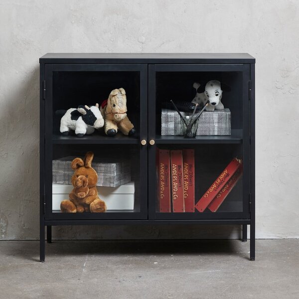 Crna metalna vitrina 90x85 cm Carmel – Unique Furniture