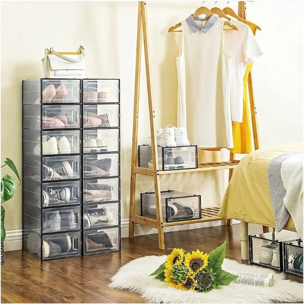 Organizator za cipele MARI, 18 kutija, prozirni/crni SongmicsHome