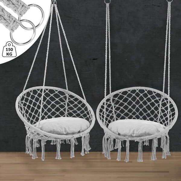 Viseća stolica BOHO s jastucima, Ø61 cm, svijetlosiva Detex
