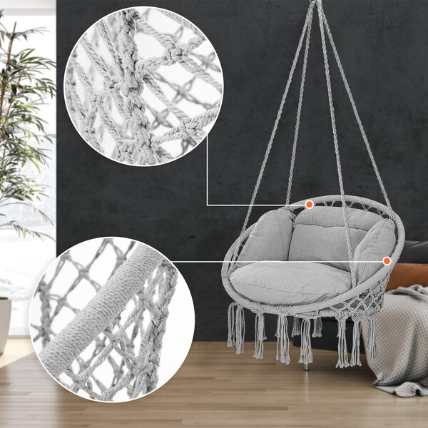Viseća stolica BOHO s jastucima, Ø61 cm, svijetlosiva Detex