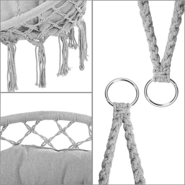 Viseća stolica BOHO s jastucima, Ø61 cm, svijetlosiva Detex