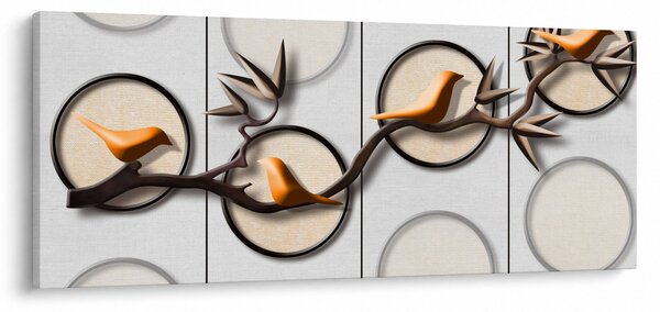 Umjetnička slika - Ptice na grani (120x50 cm)