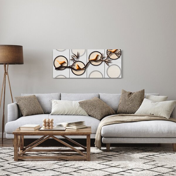 Umjetnička slika - Ptice na grani (120x50 cm)