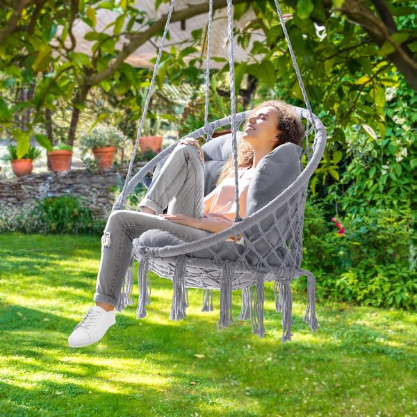 Viseća stolica BOHO s jastucima, Ø61 cm, svijetlosiva Detex