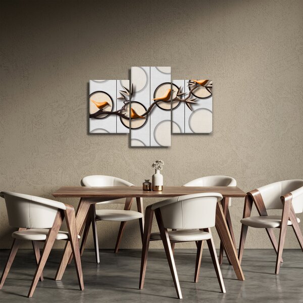 Umjetnička slika - Ptice na grani (90x60 cm)