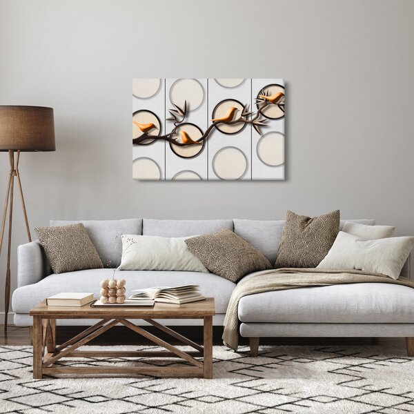Umjetnička slika - Ptice na grani (90x60 cm)