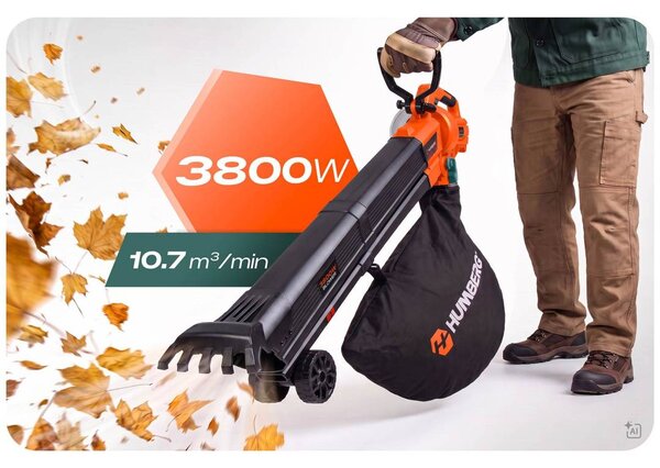 Električni puhač i usisavač lišća s usitnjivačem Humberg HM-618 3800 W bež