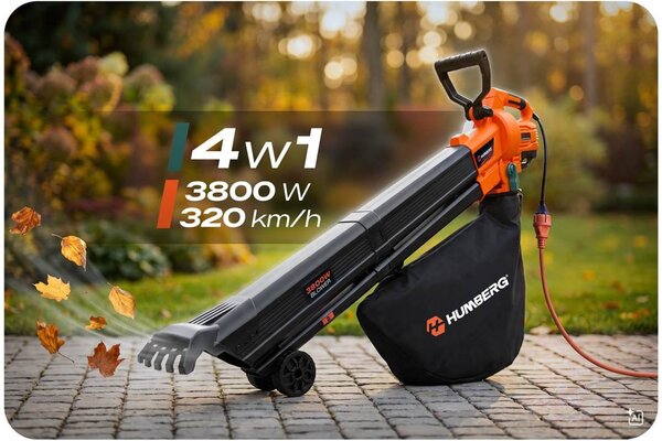 Električni puhač i usisavač lišća s usitnjivačem Humberg HM-618 3800 W bež