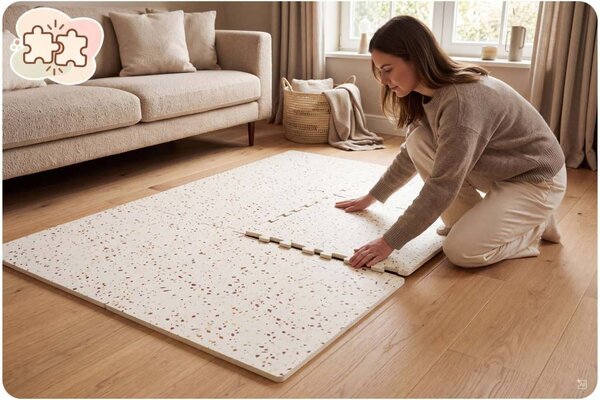 Svijetlosmeđa pjenasta podloga puzzle Ricokids 175 × 118 cm bež