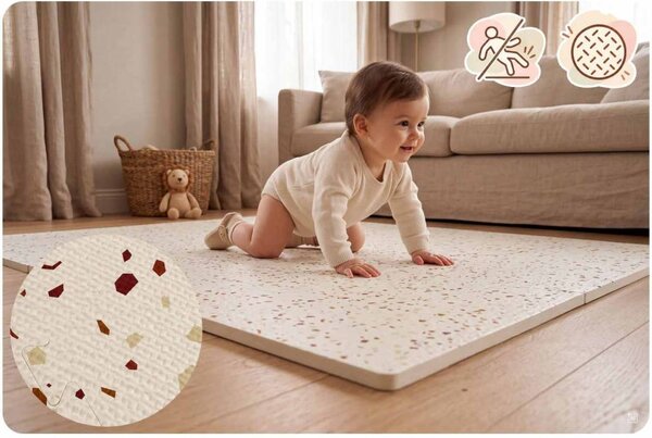Svijetlosmeđa pjenasta podloga puzzle Ricokids 175 × 118 cm bež
