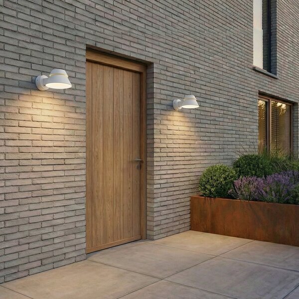 Lucande Moena vanjska zidna LED svjetiljka, svijetlosiva, metal, IP44, Sivo, Aluminij