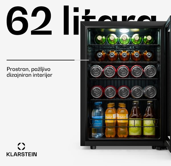 Klarstein Bevora hladnjak za piće | 64,5 x 48 cm | LED unutarnje osvjetljenje | Crna