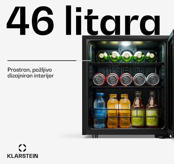 Klarstein Bevora hladnjak za piće | 51 x 48 cm | LED unutarnje osvjetljenje | Crna