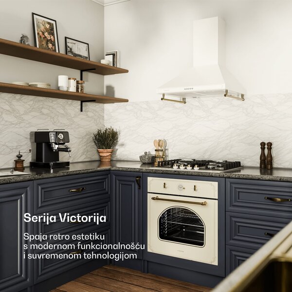 Klarstein Victoria, ugradbena električna pećnica, retro izgled, 9 funkcija, 50 - 250 ° C, bjelokosst