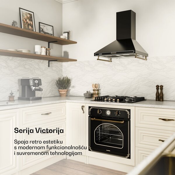 Klarstein Victoria, ugradbena električna pećnica, retro izgled, 9 funkcija, 50 - 250 ° C, crna