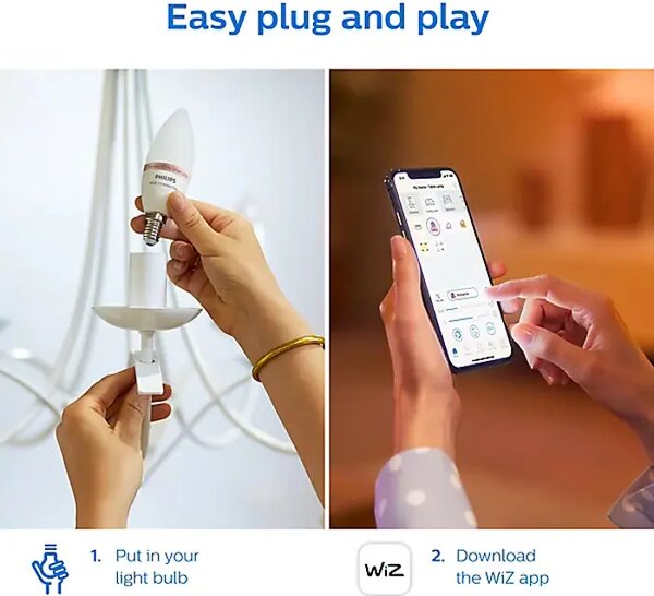 PHILIPS WIZ SMART ŽARULJA 2x WFB 40W C37 E14 RGB+2200-6500K 8719514372726