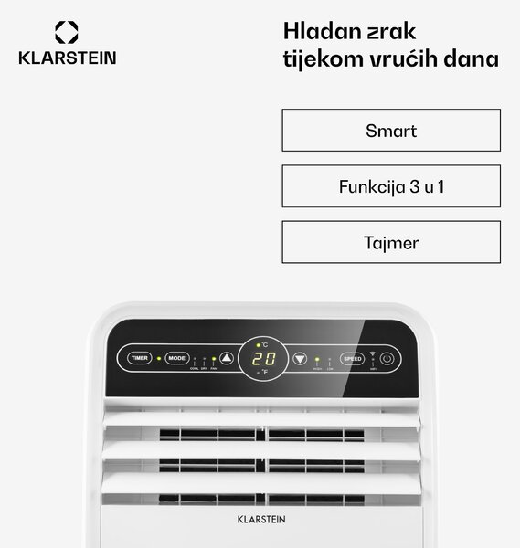 Klarstein Metrobreeze New York Smart 7k, prijenosna klima, 7000 BTU / 2,1 kW, energetski razred A, daljinski upravljač
