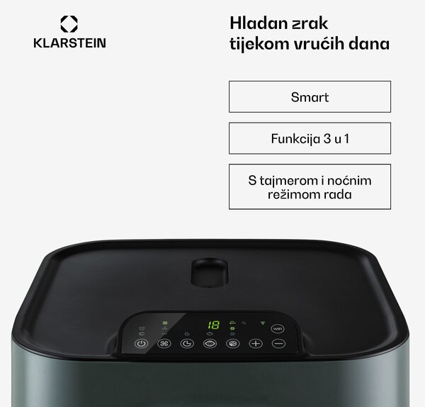 Klarstein Kraftwerk Eco Smart 11, klima uređaj, 3 u 1, 11.500 BTU, daljinski upravljač, kontrola aplikacija