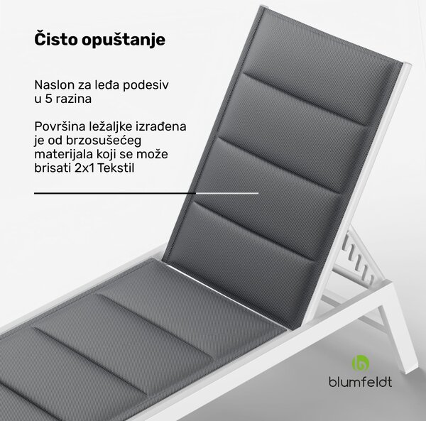 Blumfeldt Renazzo Lounge ležaljka | Nosivost 120 kg | 5 razina | vodootporna