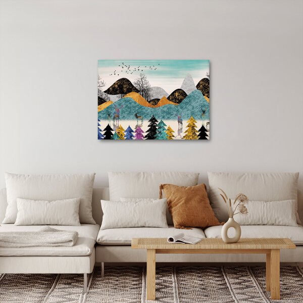 Grafička slika s jelenima (70x50 cm)