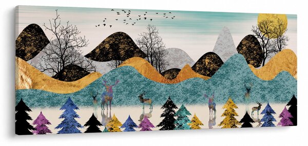 Grafička slika s jelenima (120x50 cm)