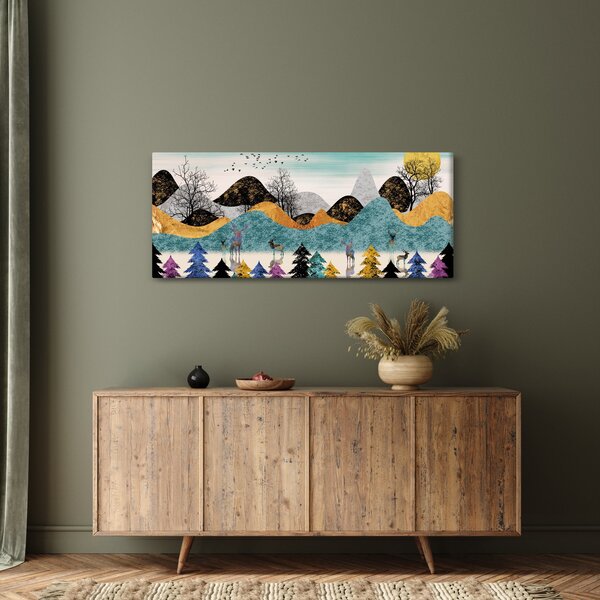 Grafička slika s jelenima (120x50 cm)