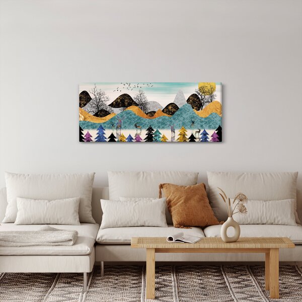 Grafička slika s jelenima (120x50 cm)