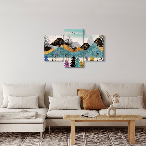 Grafička slika s jelenima (90x60 cm)