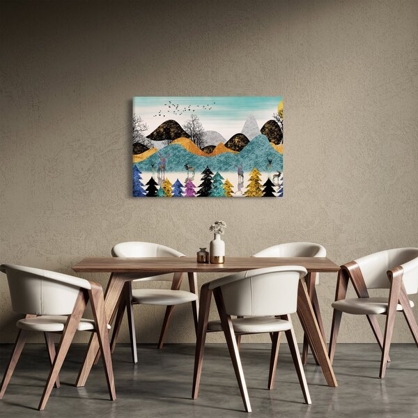 Grafička slika s jelenima (90x60 cm)