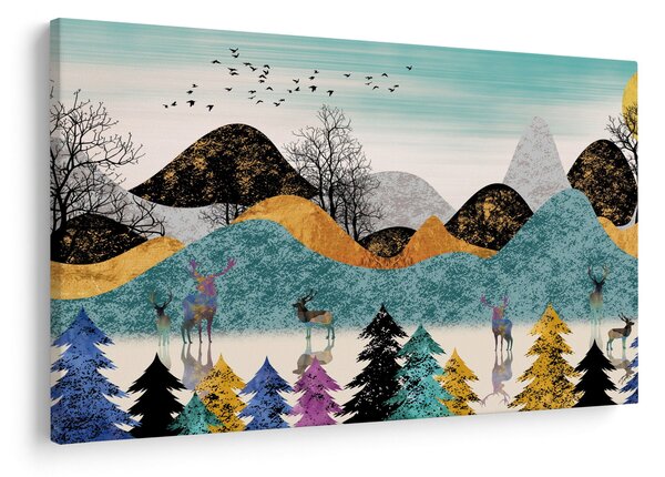 Grafička slika s jelenima (90x60 cm)