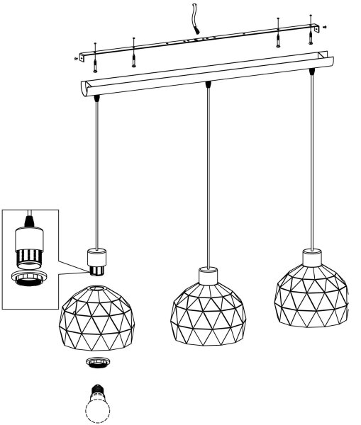 Eglo 97857 - Luster na sajli ROCCAFORTE 3xE14/40W/230V