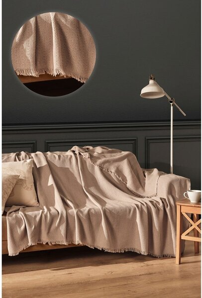 Smeđi prekrivač od recikliranog pamuka 170x205 cm Merlin – Mijolnir