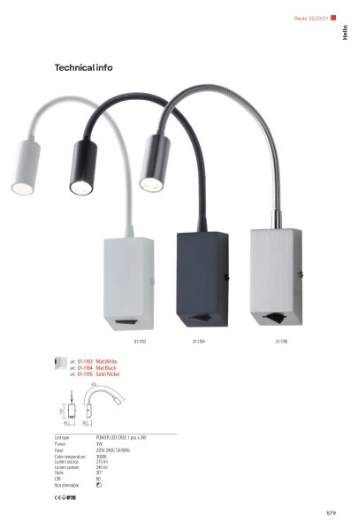 Redo 01-1193 - LED Fleksibilna lampica HELLO LED/3W/230V bijela