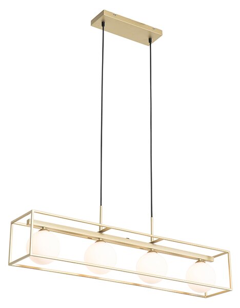 Dizajnerska stropna svjetiljka zlatna s bijelim 4 -svjetlima - Aniek