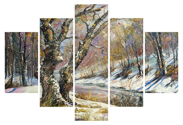 Slika naslikanog zimskog krajolika (150x105 cm)