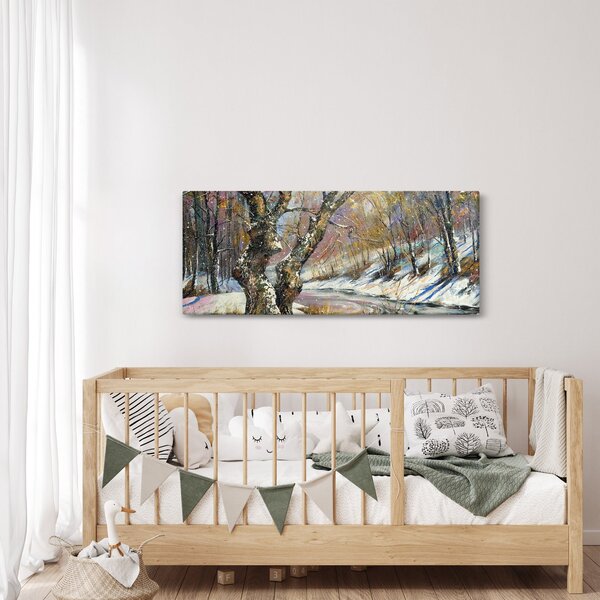 Slika naslikanog zimskog krajolika (120x50 cm)