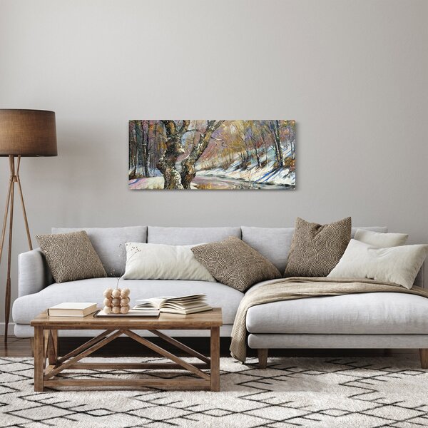Slika naslikanog zimskog krajolika (120x50 cm)