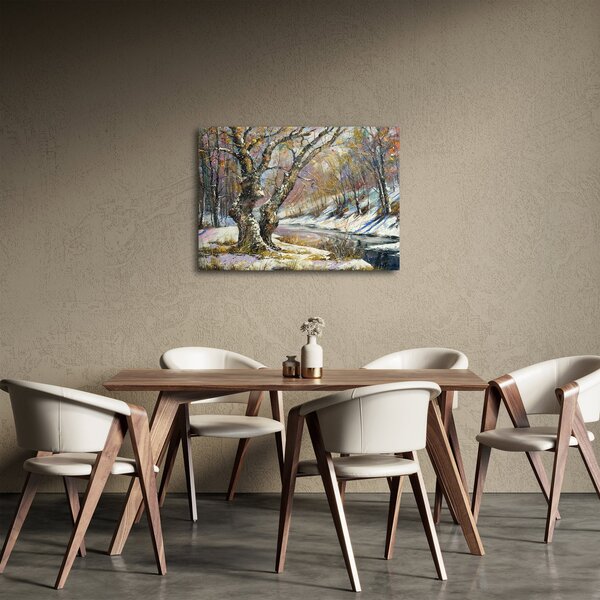 Slika naslikanog zimskog krajolika (70x50 cm)
